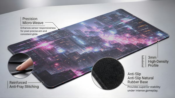 3 Neon Rain Cyber City Mousepad