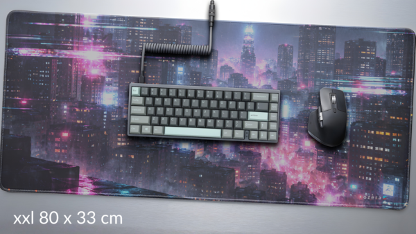 3 Neon Rain Cyber City Mousepad