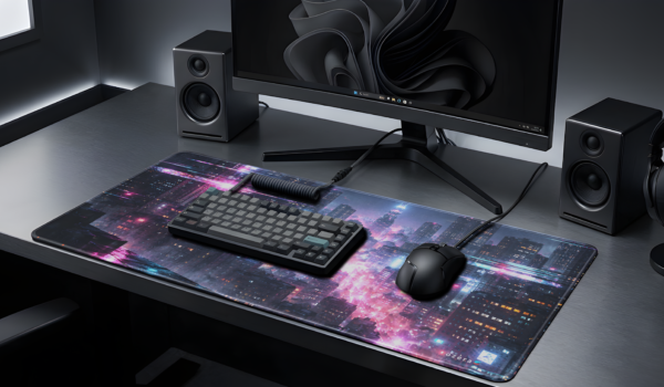 3 Neon Rain Cyber City Mousepad