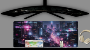 Neon Rain Cyber City Mousepad
